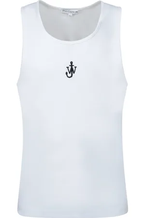 J.W.Anderson Tops, Heren, Wit, M, Katoen, Mouwloze tanktop met ankerlogo