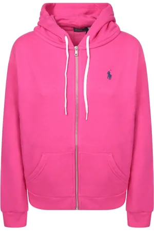 Ralph Lauren Sweatshirts & Hoodies, Dames, Roze, S, Katoen, Fuchsia capuchontrui met rits