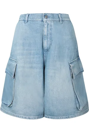 J.W.Anderson Korte broeken, Heren, Blauw, S, Denim, Vervaagde Blauwe Denim Cargo Shorts