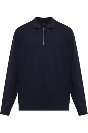 THEORY Tops, Heren, Blauw, XL, Polyester, Lange mouw polo