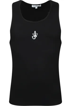 J.W.Anderson Tops, Heren, Zwart, XL, Katoen, Wit Anker Logo Mouwloze Tanktop
