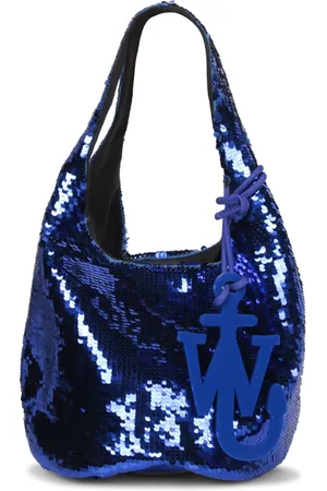 J.W.Anderson Tassen, Dames, Blauw, ONE Size, Katoen, Blauwe Paillet Mini Shopper Tas