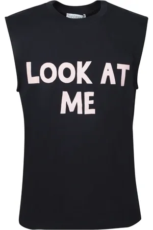 J.W.Anderson Tops, Heren, Blauw, L, Katoen, Gedurfd Frontprint Mouwloze Tanktop