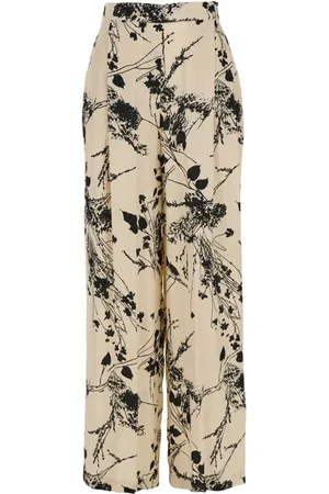 SEMICOUTURE Broeken, Dames, Wit, M, Bloemenmotief Witte Broek Vrouw