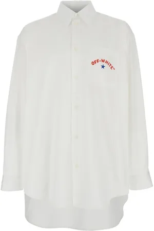 OFF-WHITE Overhemden, Heren, Wit, M, Katoen, Ster Pijl Logo Wit Katoenen Shirt