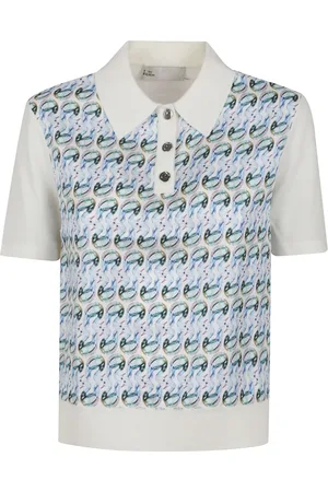 Tory Burch Tops, Dames, Veelkleurig, S, Zijden Voorkant Polo Shirt