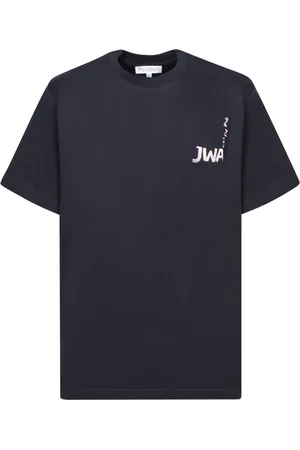 J.W.Anderson Tops, Heren, Blauw, S, Katoen, Gedurfd Katoenen T-shirt met Unieke Achterkant
