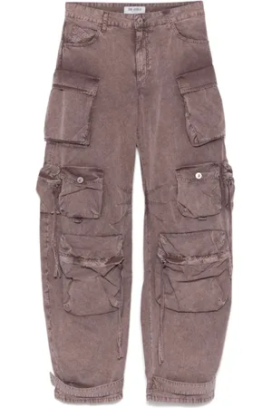 The Attico Jeans, Dames, Bruin, W24, Cargo Bruine Jeans met Klassieke Zakken
