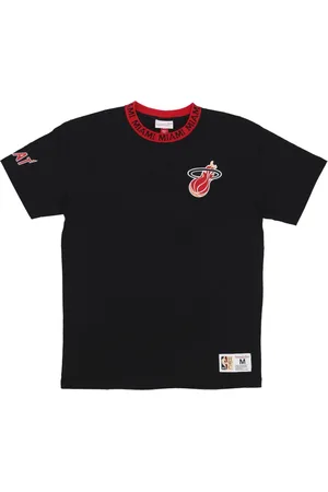 Mitchell & Ness Tops, Heren, Zwart, M, Katoen, Miami Heat Vintage Logo T-Shirt