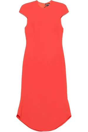 DAVID KOMA Kleedjes, Dames, Oranje, S, Zonsondergang Oranje Jurk met Kapmouwen