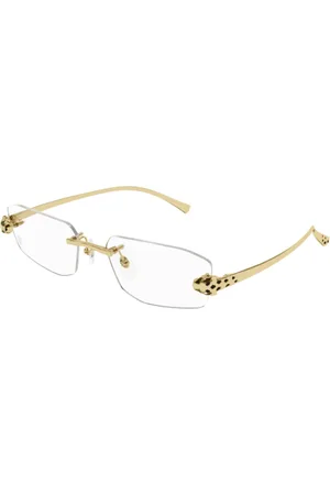 Cartier Accessoires, unisex, Geel, L, Rimless Panthère Massai Zonnebril Goud