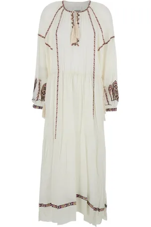 Isabel Marant Kleedjes, Dames, Wit, XS, Witte Lange Jurk met Striknek