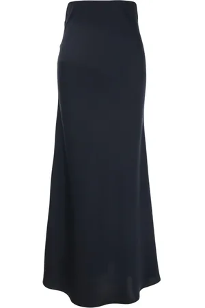Plaîn Units Rokken, Dames, Blauw, S, Satijn, Blauwe Lange Rok met Volant Detail