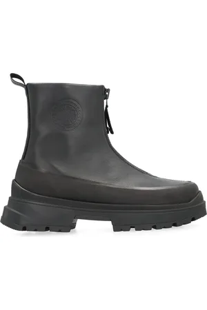 Canada Goose Schoenen, Dames, Zwart, 38 EU, Leer, Leren enkellaarzen met ritsen aan de voorkant