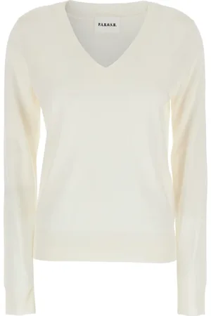 P.A.R.O.S.H. Truien, Dames, Wit, M, Wol, Witte V-hals Wol Zijde Trui