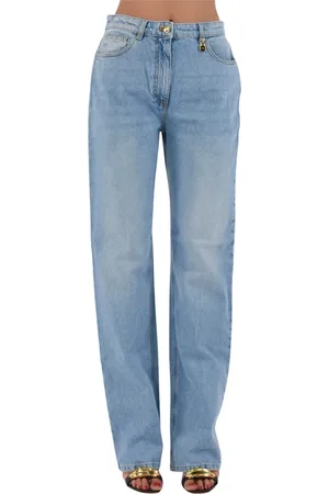 Elisabetta Franchi Jeans, Dames, Blauw, W30, Katoen, Boyfriend jeans met juweel hangslot