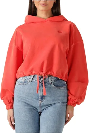 Tommy Hilfiger Sweatshirts & Hoodies, Dames, Rood, XL, Oranje Script Hoodie voor vrouwen