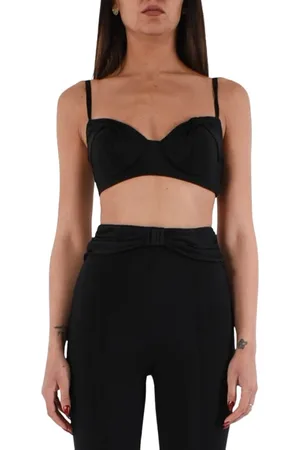 Elisabetta Franchi Tops, Dames, Zwart, M, Satijn, Satijnen Strik Crepe Top