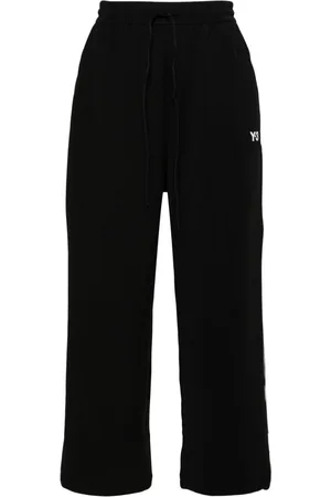Y-3 Broeken, Dames, Zwart, S, Katoen, Zwart/Witte Katoenen Trekkoordbroek