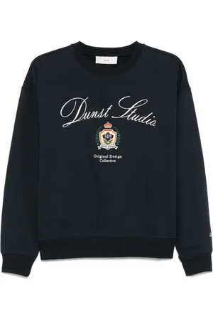 DUNST Sweatshirts & Hoodies, Dames, Blauw, L, Navy Crew Neck Sweatshirt