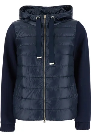 HERNO Jassen, Dames, Blauw, M, Blauwe Hoodie van Tech Stof