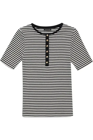 ANINE BING Tops, Dames, Zwart, S, Zwarte Knoop Crew Neck T-shirt