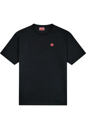 Kenzo Tops, Heren, Zwart, S, Zwart Bloemen T-shirt en Polo