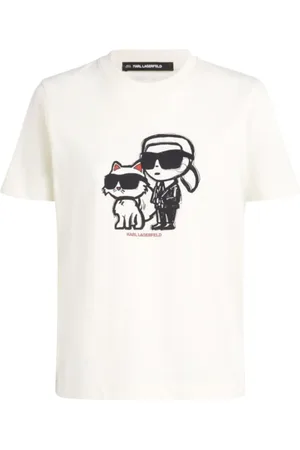 Karl Lagerfeld Tops, Dames, Wit, M, Katoen, T-shirt Ikon Sketch