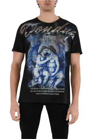 Dondup Tops, Heren, Zwart, XL, Katoen, Jersey T-shirt met voor- en achterprint