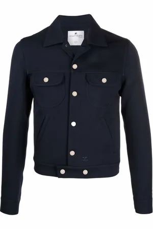Courrèges Jassen, Heren, Blauw, L, Katoen, Blauw Geborduurd Logo Katoenen Overhemd