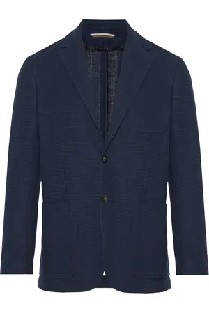 CANALI Jassen, Heren, Blauw, XL, Katoen, Katoen Linnen Jas Twee Knopen