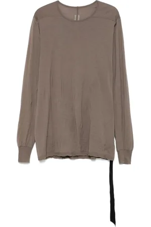 Rick Owens Tops, Heren, Bruin, M, Donkere Schaduw Crew Neck Lange Mouwen