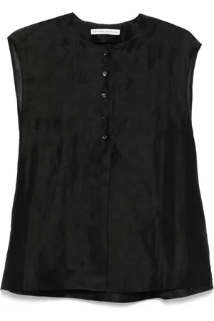 Mark Kenly Domino Tan Tops, Dames, Zwart, S, Zwarte Mouwloze Crew Neck Sweater