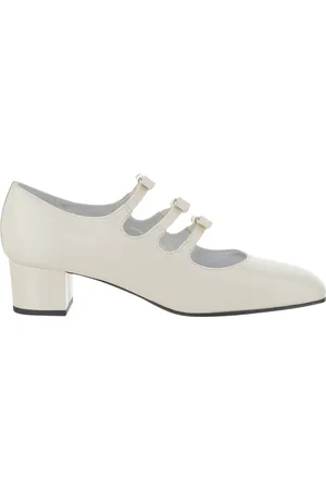 Carel Schoenen, Dames, Wit, 36 EU, Leer, Leren Mary Jane Pumps met Strikken