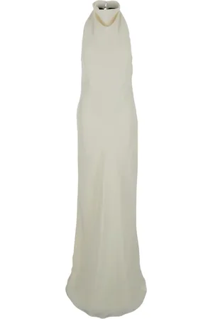 ROTATE Kleedjes, Dames, Wit, L, Witte Lange Jurk met Kantdetail