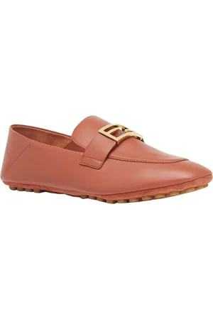 Fendi Schoenen, Dames, Bruin, 37 EU, Leer, Bruine Platte Schoenen Baguette Motief