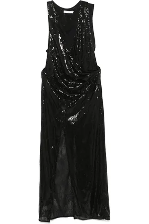 IRO Kleedjes, Dames, Zwart, M, Zwarte Wrap Jurk Diepe V-Hals