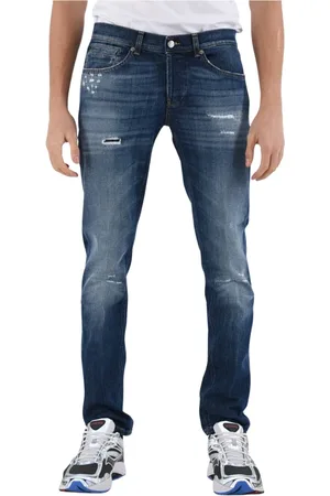 Dondup Jeans, Heren, Blauw, W40, Katoen, Skinny Fit Gebruikte en Vernietigde Jeans