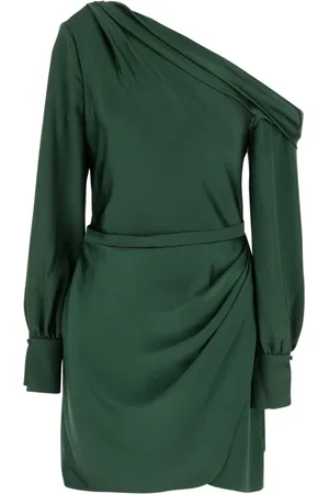 Simkhai Kleedjes, Dames, Groen, S, Groene One-Shoulder Jurk met Voor Split