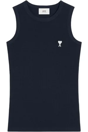Ami Tops, Heren, Blauw, M, Blauwe Crew Neck Sleeveless T-shirts