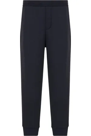 Emporio Armani Broeken, Heren, Blauw, L, Blauwe Joggerbroek Warm Jersey