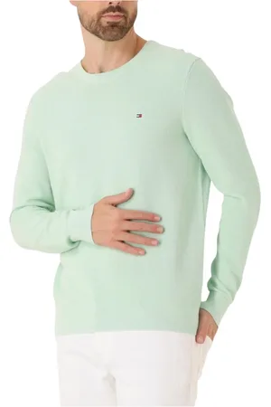 Tommy Hilfiger Truien, Heren, Groen, XL, Groene Crew Neck Sweater Essential Structure