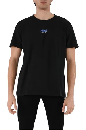 Dondup Tops, Heren, Zwart, XL, Katoen, Jersey T-shirt met voor- en achterprint