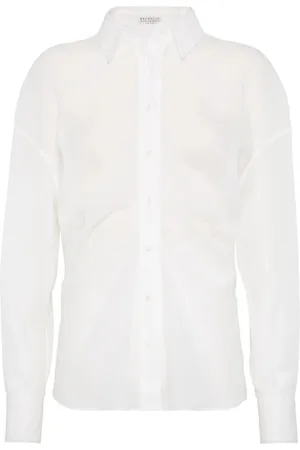 Brunello Cucinelli Blouses & Shirts, Dames, Wit, S, Witte Klassieke Kraag Blouse