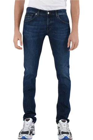Dondup Jeans, Heren, Blauw, W34, Katoen, Gebruikte Skinny Jeans met Metalen Logo