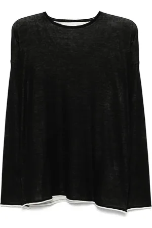 ISABEL BENENATO Truien, Heren, Zwart, L, Zwarte Drop Shoulder Trui