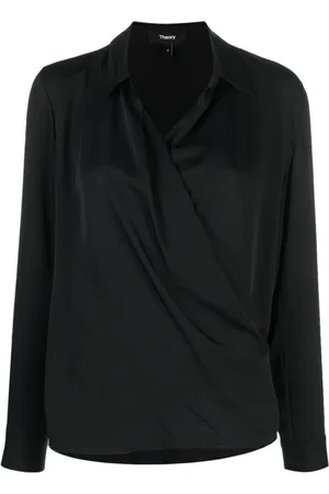 THEORY Blouses & Shirts, Dames, Zwart, M, Zwarte shirts voor vrouwen Aw 23