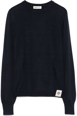 Bally Truien, Dames, Blauw, XS, Blauwe Crew Neck Sweater Geribbeld