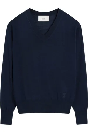 Ami Truien, Heren, Blauw, 2Xl, Navy V-Neck Sweater