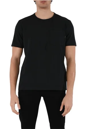 Dondup Tops, Heren, Zwart, L, Katoen, Jersey T-shirt met zak en ronde hals